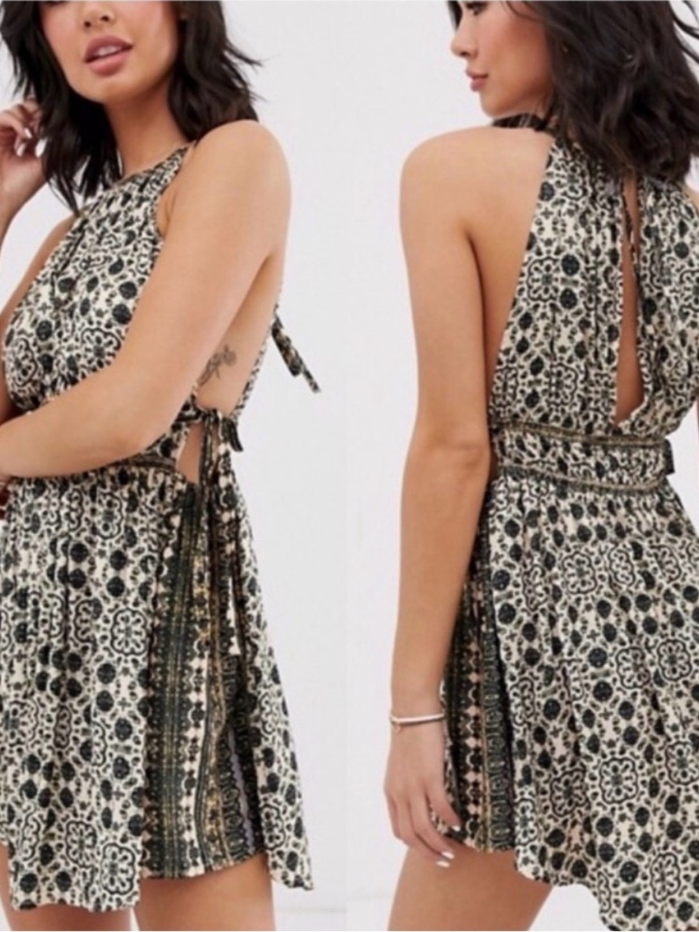 Free People Printed Midsummers Day Halter Mini Dress or Top - Picture 2 of 15